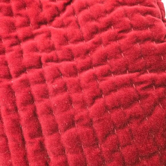 Pair Pottery Barn Christmas Stocking Dark Red Quilted Channel Velvet Medium 2015 - Picture 12 of 13